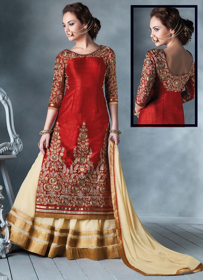 red long churidar
